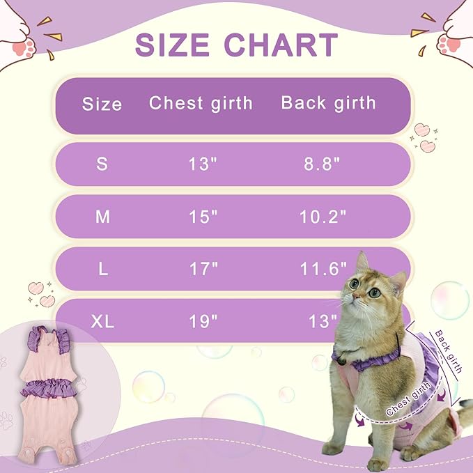Cat Recovery Suit,Kitten Onesie After Surgery,E-Collar Alternative for Abdominal Wound and Skin Diseases,Soft Breathable Bodysuit After Spay（Pink-XL）