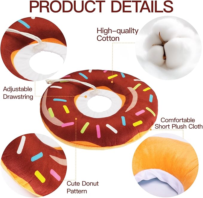 Cat Cone Collar Soft, Cute Cat Donut Collar After Surgery, Adjustable Kitten Recovery Cones to Stop Licking, Lightweight Neck Elizabethan Collars for Cats Kittens (Brown, Small)