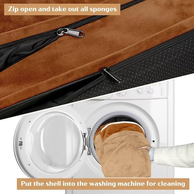 Comfort Expression Orthopedic Dog Beds for Extra Large Dogs, PV Washable Dogs Sofa Beds Jumbo, Waterproof Dog Bed with Removable Cover & Non-Slip Bottom(Jumbo,Caramel)