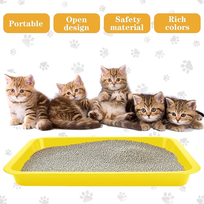 4 Pcs Open Small Kitten Litter Box, 15x12x1.4 Inch Low Entry Mini Open Cat Litter Box Rabbit Litter Pan Portable Shallow Litter Box Waterproof Travel Toilet for Bunny Guinea Pig Small Pet