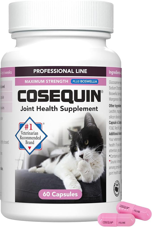 Nutramax Cosequin for Cats Joint Health Supplement, Contains Glucosamine for Cats, Plus Chondroitin and Boswellia, Supports Healthy Joints, For All Breeds and Sizes, Sprinkle Capsules, 60 Count