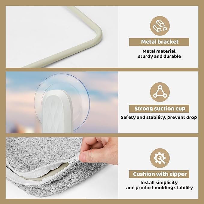 Cat Window Perch & Hammock - Exquisite Sofa Fabric, Safe & Comfortable Design with 4 Strong Suction Cups - Ideal for Large Cats (High Grade Gray, Large)