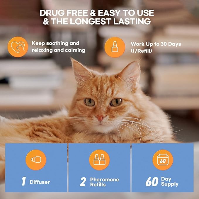 Cat Calming Pheromone Diffuser: Cat Calming Pheromones Diffusers - Reduces Stress & Anxiety with Calming Pheromones