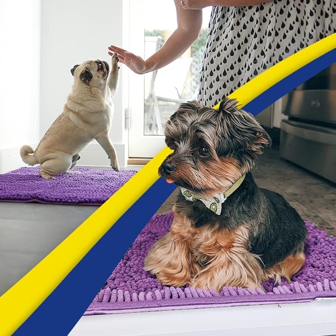 Muddy Mat® Original Dog Door Mat for Muddy Paws, Super Absorbent Microfiber, Non-Slip Washable Pet Rug, Quick Dry Chenille Entryway Carpet, Machine Washable Indoor Outdoor mat, Purple 24"x35"