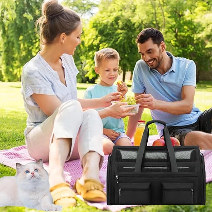 Cat Carrier Bag,Soft Sided Ventilated Pet Carrier for Small Dog Airline Approved Travel Puppy Carrier with Breathable Mesh, Foldable Portable for Outdoor Car