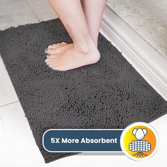 Muddy Mat® Original Dog Door Mat for Muddy Paws, Super Absorbent Microfiber, Non-Slip Washable Pet Rug, Quick Dry Chenille Entryway Carpet, Machine Washable Indoor Outdoor mat, Charcoal 18"x28"