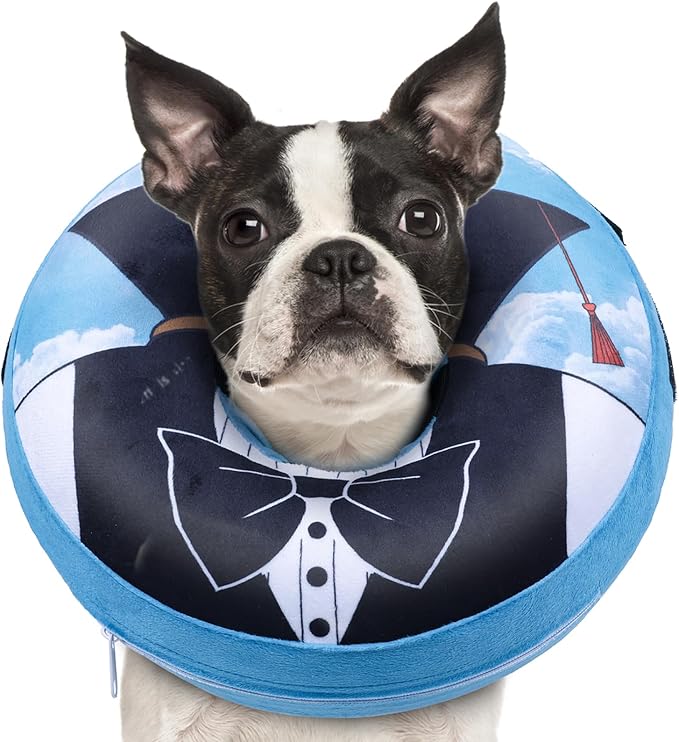 CuteBone Inflatable Dog Neck Donut with Removable Soft Fleece Covers for Small/Medium/Large Dogs and Cats After Surgery GWB13XL