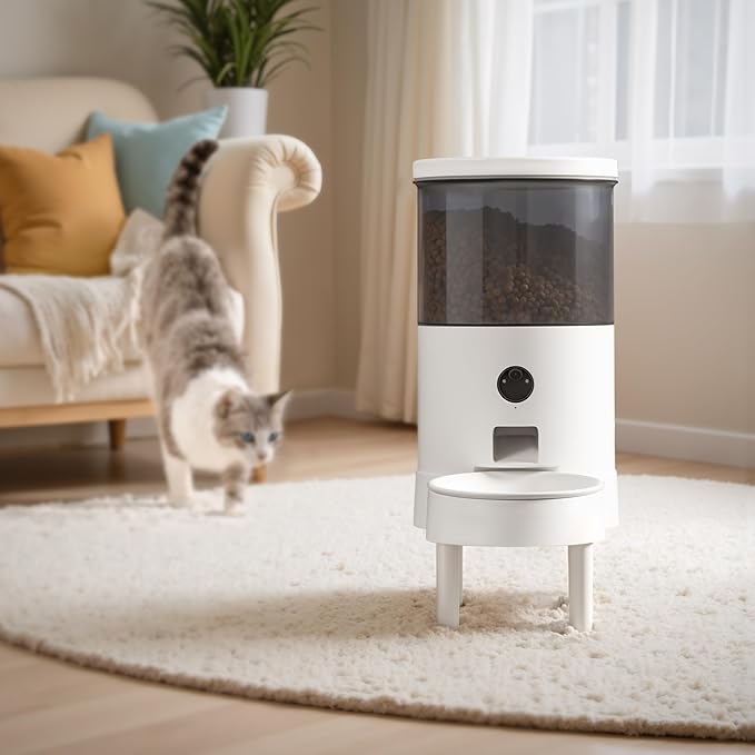Warcat Vacuum Automatic Smart Cat Feeder with Timed Remote Control & Visual Monitoring, APP-Enabled Pet Food Dispenser for Cats, Dogs & Small Animals, Automatic Feeding Solution