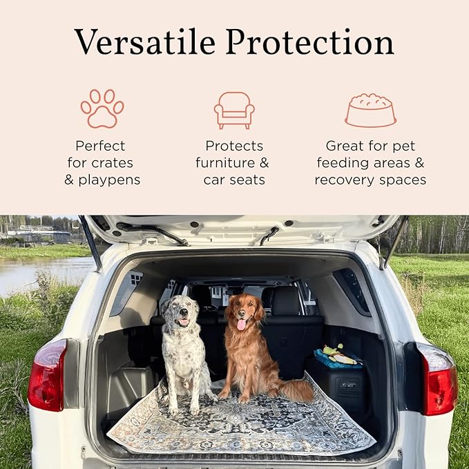 LOVEWAG Washable Dog Pee Pads, 36" x 48", Waterproof, Non-Slip, Super Absorbent, Reusable Machine-Washable, 2-Pack (Bohemian Jewel)