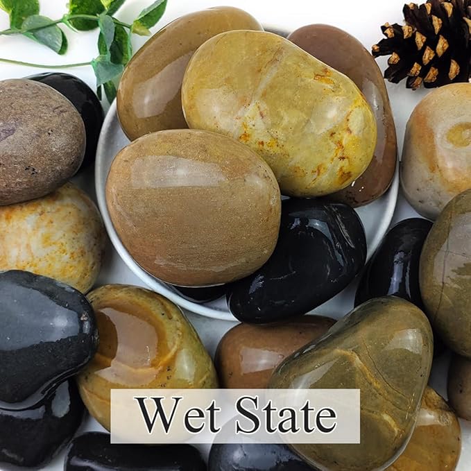 20lbs Natural River Rocks, 3"-4" Premium Pebbles for Garden and Landscape Design, Hand-Picked Smooth Stones for Fish Tank, Flower Pots, Indoor Water Fountains, Pathways, Backyard