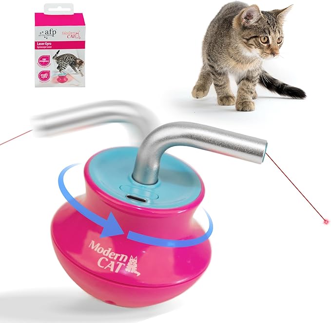 Cat Laser Pointer Toy for Bored Indoor Cats, Automatic Interactive Cat Toy, 360° Laser Rotation, USB Rechargeable, Wooble Base