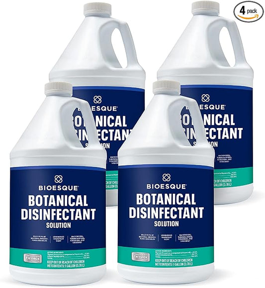 Bioesque Botanical Disinfectant Solution, Heavy Duty Broad-Spectrum Disinfectant, Kills 99.9% of Bacteria, Viruses*, Fungi, & Molds, 1 Gallon (Pack of 4)