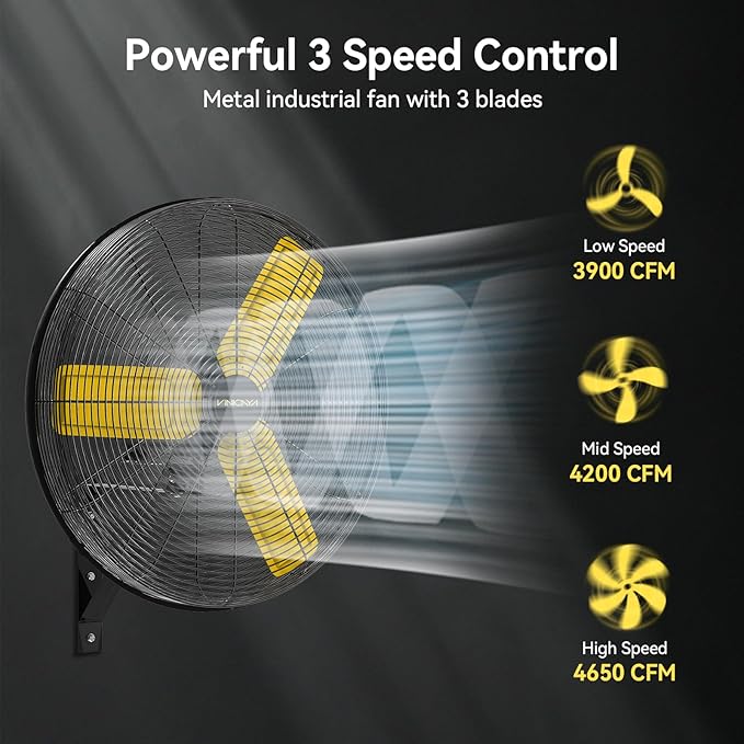 24 Inch Industrial Wall Fan Oscillating with 2 Pack, 7800 CFM Commercial Metal Wall Mount Fans with Poweful Motor, 3 Speed, Heavy Duty Indoor for Warehouse, Workshops, and Garage, UL Listed