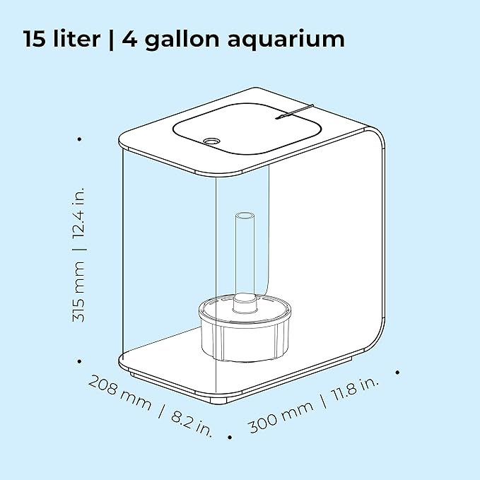 biOrb Flow 15 Acrylic 4-Gallon Aquarium with Multi-Color Remote-Controlled LED Lights Modern Compact Tank for Tabletop or Desktop Display, White