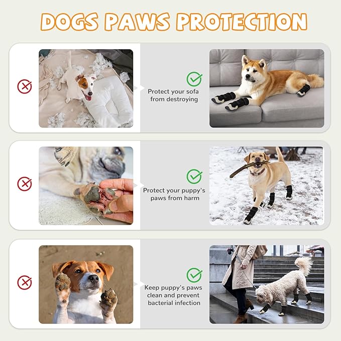 Winter Dog Snow Boots with Warm Wool Lining, Dog Shoes for Large Small Medium Dogs, Dog Booties and Paw Protectors, Anti-Slip Dog Shoes with Reflective for Snow, Hardwood Floors, Hiking (Size 3)