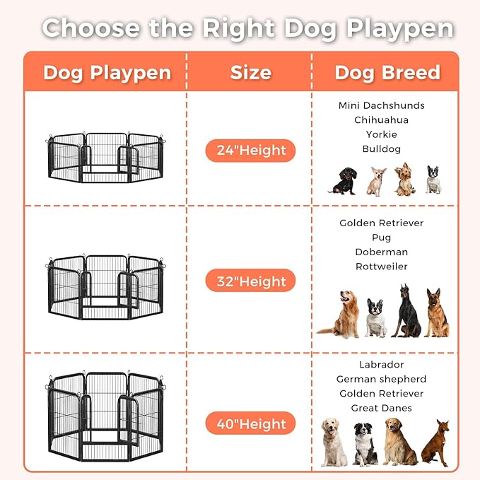 24 Inch Dog Playpen - 16 Panels Metal Pet Exercise Pen for Puppy, Indoor/Outdoor Dog Fence for Yard, Garden, Camping & RV Travel