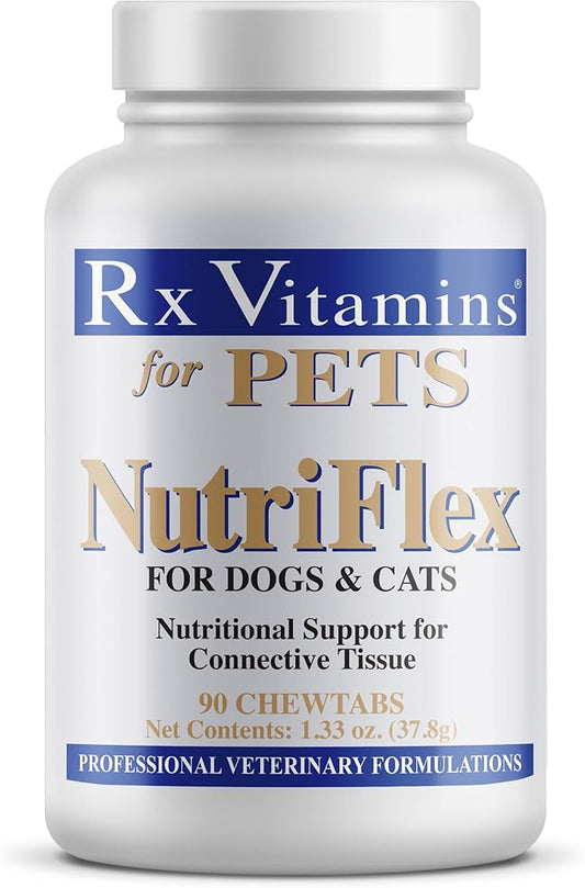 Rx Vitamins NutriFlex for Cats & Dogs - Glucosamine for Dogs Hip and Joint Supplement - with Bovine Collagen and Chondroitin - Joint Pain Relief & Anti Inflammatory for Dogs - Beef Liver (90 chews)