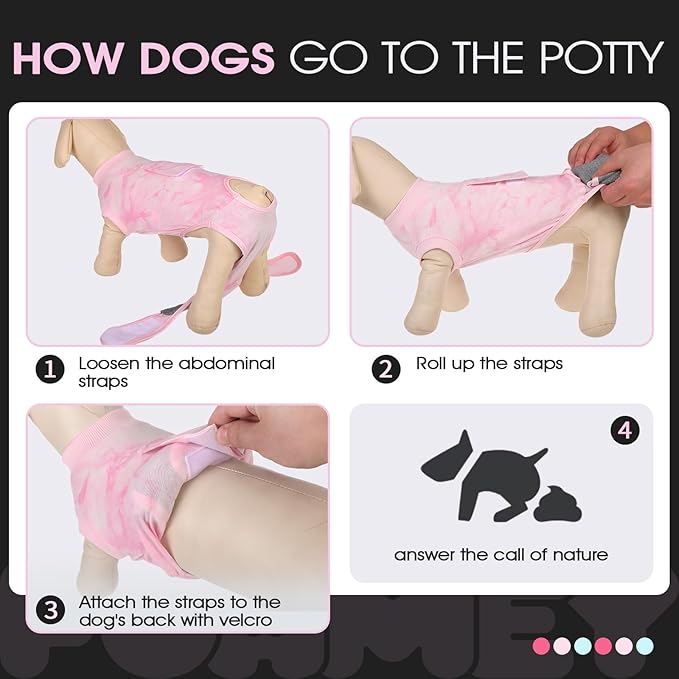 FUAMEY Recovery Suit for Dogs After Surgery,Soft Breathable Dog Bodysuit E-Collar & Cone Alternative Surgical Suit,Male Female Dog Neuter Spay Suits Anti Licking Wounds Onesie Pink Tie Dye L