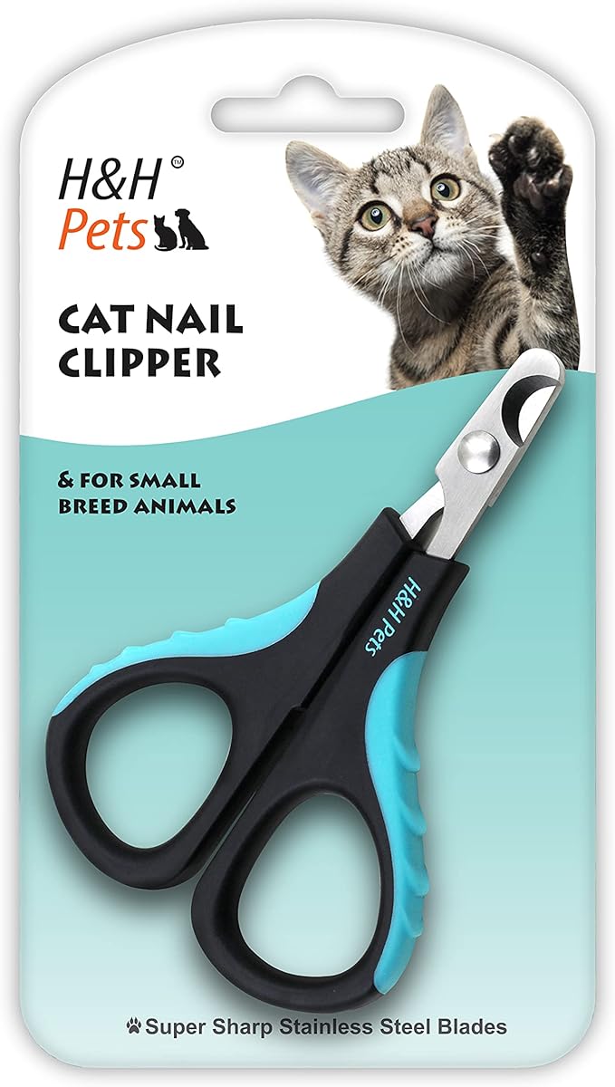 Cat Nail Clipper by H&H Pets - Professional Sharp Stainless Steel Claw Clipper Trimmer with Sturdy Non Slip Handles - for Small Animal & Cats Nail Cutter