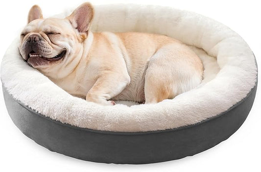 Love's cabin Round Donut Cat and Dog Cushion Bed, 30in Pet Bed for Medium or Large Dogs, Anti-Slip & Water-Resistant Bottom, Soft Durable Fabric Pet beds, Washable Calming Cat Bed Dark Grey