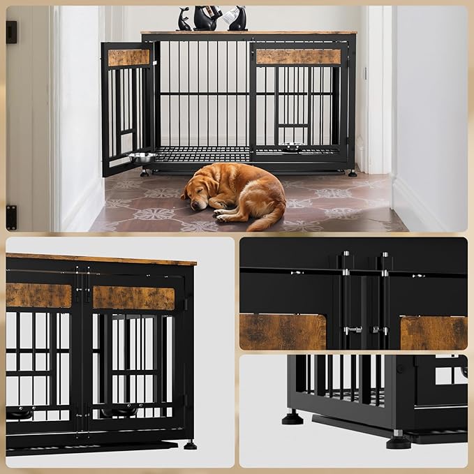48 Inch Heavy Duty Dog Crate Furniture for Large Dogs, Decorative Pet House End Table, Extra Large Wooden Cage Kennel Furniture Indoor