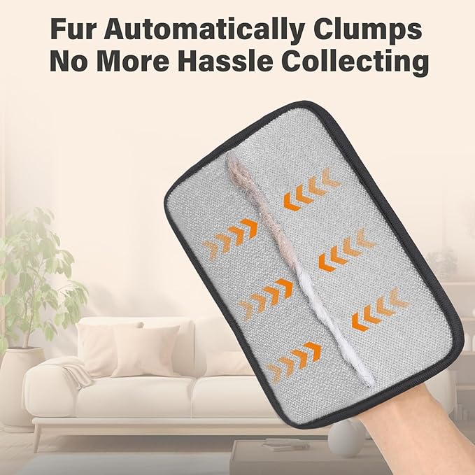 Upgraded Pet Hair Removal Glove - Reusable Electrostatic Fur Remover for Furniture, Clothes, Carpet & Car, Ideal for Dogs & Cats