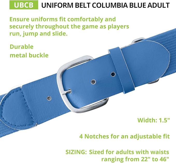 Champion Sports Baseball/Softball Uniform Belt, Comfort Stretch Fit Durable Syntex Tab - Youth & Adult Sizes, Multiple Colors
