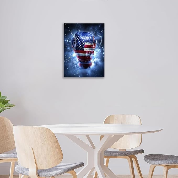 Sports Boxing Wall Art Canvas American Flag Wall Decor Prints Framed Painting Pictures Gifts Artwork for Bathroom Living Dining Room 16"x20"