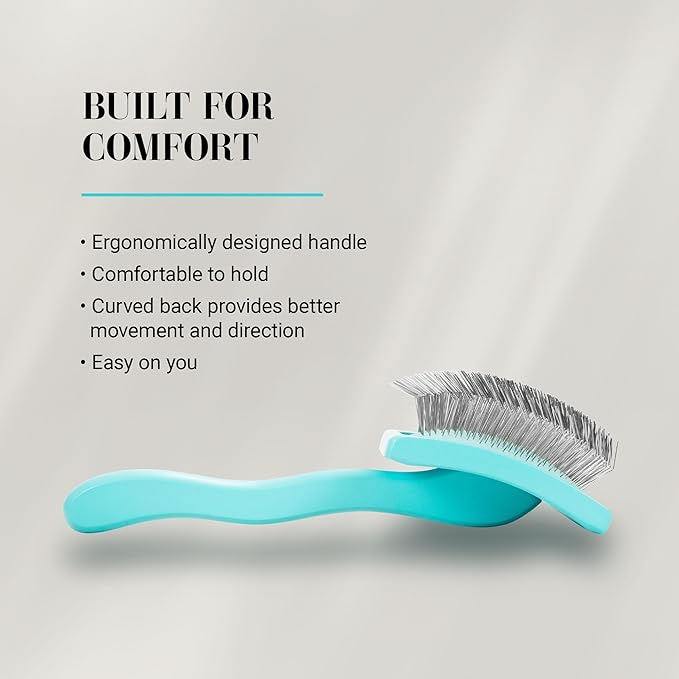 Chris Christensen Big G Dog Slicker Brush for Dogs (Goldendoodles, Labradoodles, Poodles), Groom Like a Professional, Fluff Detangle Style, Saves Time Energy, Teal, Medium