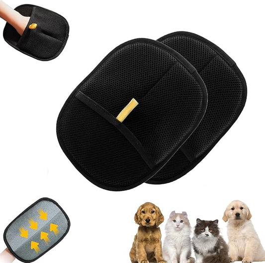 Yomi Pet Hair Remover Glove, Cat Grooming Gloves, Reusable Static Removal Glove for Pet Hair, Versatile Dog Grooming Gloves for Couch, Furniture, Carpet, Car Seat (2PCS)