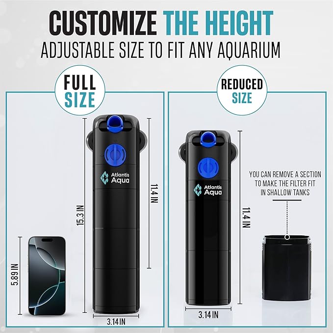 55 Gallon Fish Tank Filter to 100 Gallon Fish Tank Filter | Silent Fish Tank Filter | Large Fish Tank Filter | Submersible Aquarium Filter, 75 Gallon Fish Tank Filter, in Tank Aquarium Filter