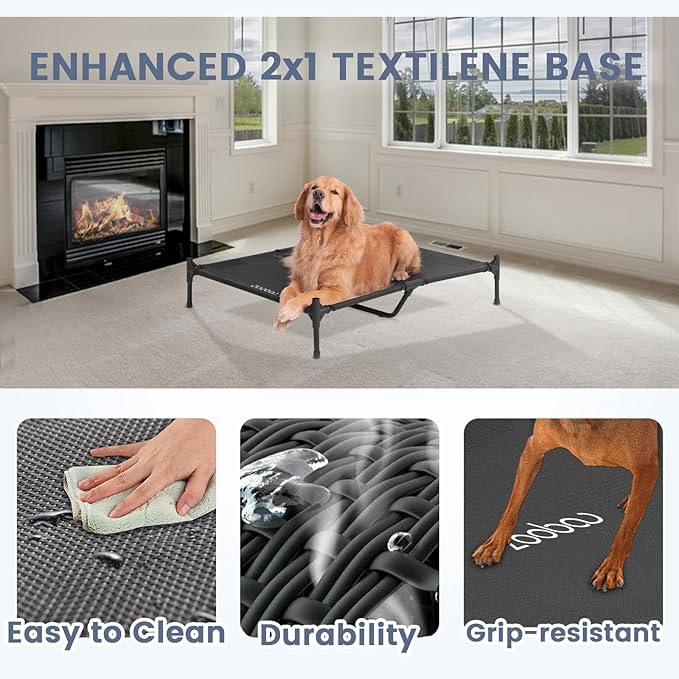 42" 2-in-1 Dog House for Medium Dogs, Elevted Dog House Outdoor/Indoor, Puppy Shelter Outside,Water Resistant 600D PVC and Durable 2x1 Textilene Raised Dog Bed(Brown)