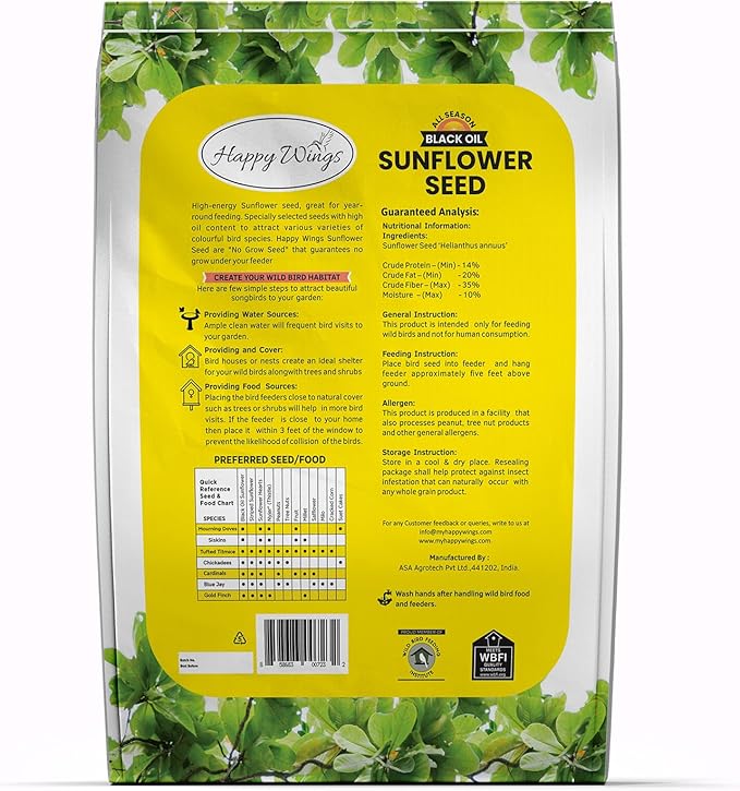 Black Oil Sunflower Seeds Wild Bird Food- 15 Pounds | No Grow Seed | Bird Seed for Wild Birds