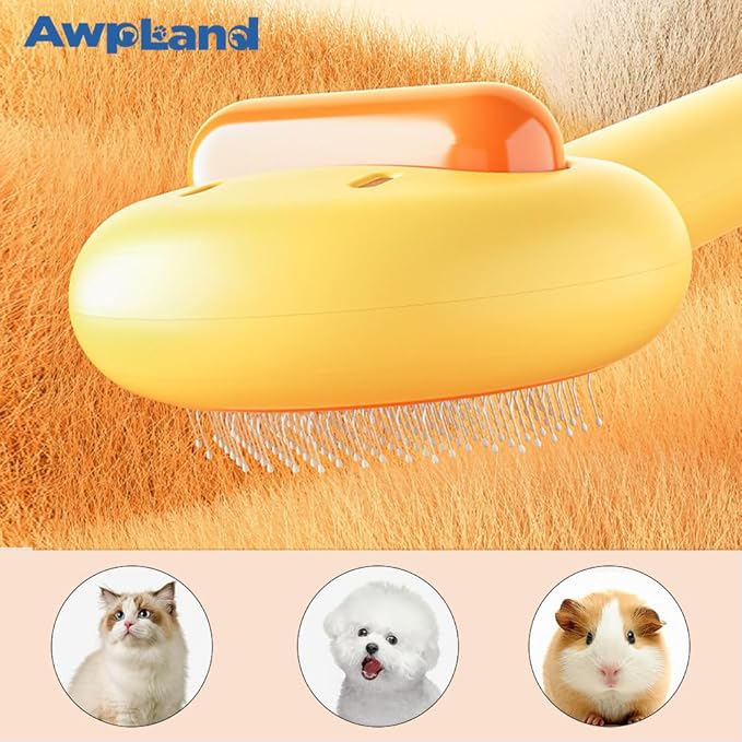 Cat Brush for Short or Long Haired Cats Dogs Rabbits, Cute Dog Brush with Release Button for Massage and Removes Loose Fur