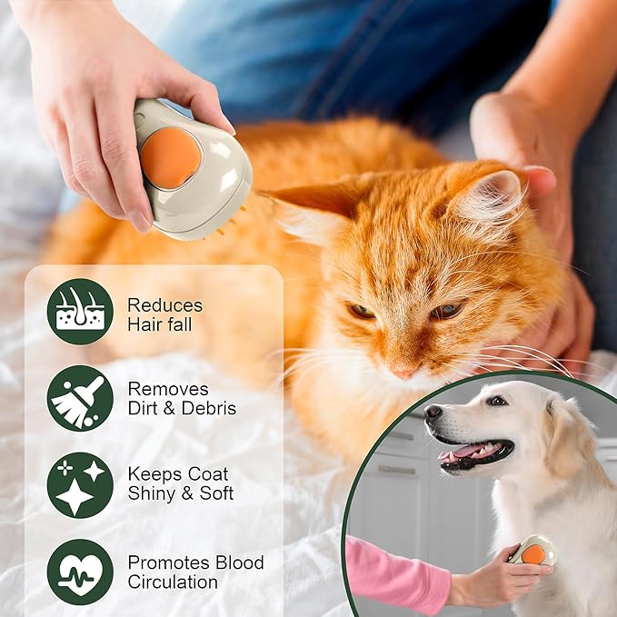 3 In 1 Pet Brush for Shedding, Portable Hair Removal Tool for Cats and Dogs, Deshedding Grooming Brush for Indoor Pets