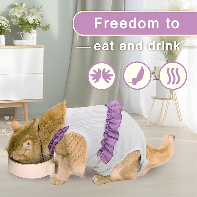 Cat Recovery Suit,Kitten Onesie After Surgery,E-Collar Alternative for Abdominal Wound and Skin Diseases,Soft Breathable Bodysuit After Spay（Pink-m）