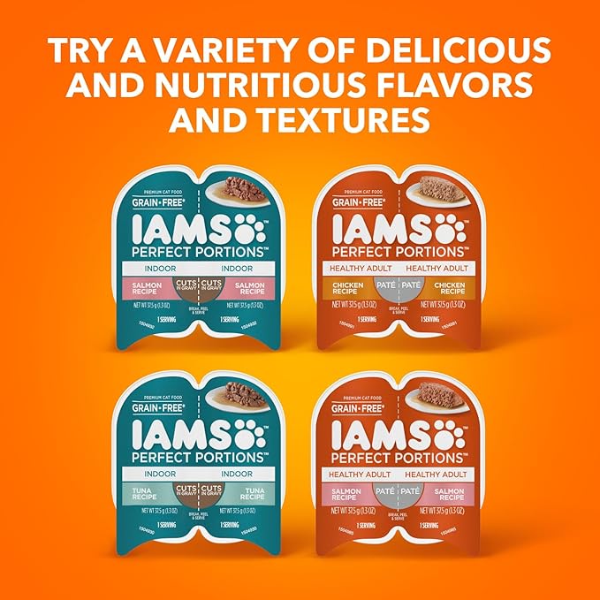 IAMS Perfect Portions Healthy Kitten Grain Free Wet Cat Food Pate, Chicken Recipe, 2.6 oz. Easy Peel Twin-Pack Trays (24 Count, 48 Servings)