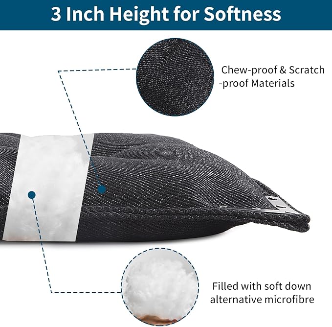 BALAPET Chew Proof Dog Bed with Metal Rivet Corner for Medium Dogs, Stable Kennel Pad Mat for Teething Puppy, Durable Indoor Outdoor Crate Pad for Medium Dog Crates, 35"x22"