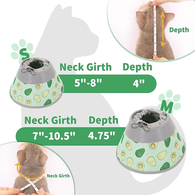 Cat Cone Collar Soft, Comfortable Cat Recovery Collar Pet Cone for Small Large Cats, Lightweight Elizabethan Collar for Cats Kittens After Surgery Prevent from Licking Wounds, Green, S