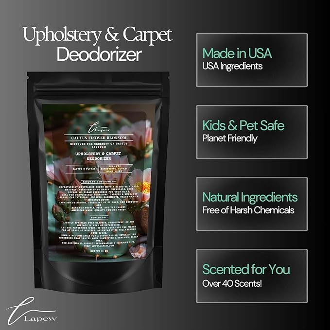Cactus Flower Blossom Carpet Freshener Powder: Powerful Odor Eliminator for Home, Upholstery Deodorizer, Carpet Deodorizer, Pet Urine, Cat Litter Box - Cactus Flower Blossom Fragrance.