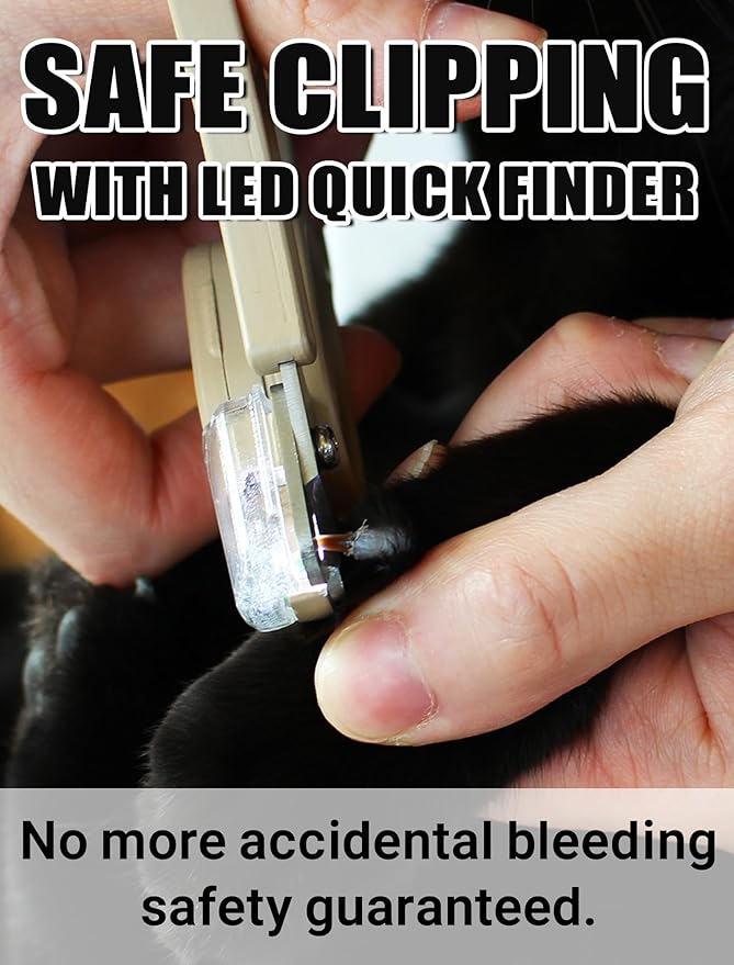 Cat Nail Clipper with LED Guide Light and Nail Trapper