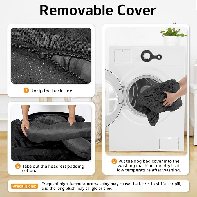 Calming Dog Bed Fluffy Plush Dog Mat for Furniture Protector with Removable Washable Cover for Large Medium Small Dogs and Cats (Extra Large(53x39.3x6), Dark Grey)