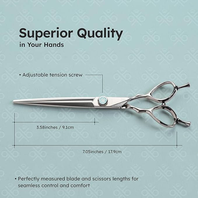 7" Dog Grooming Scissors – Sawtooth Blade, VG10 Stainless Steel for Sharpness, Durability, and Edge Retention, Perfect for Grooming Maltese, Yorkie, Schnauzer
