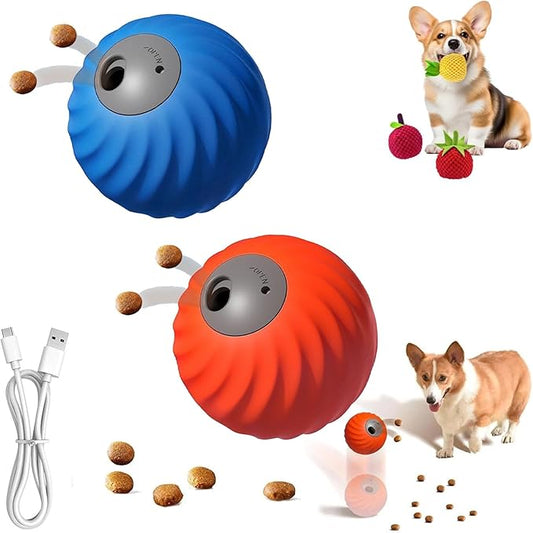 Zoomie Buddy 2.0, Zoomie Buddy for Dogs, 2 in 1 Smart Touch Interactive Dog Balls ＆ Pet Feeder, 2.83" Diameter, Suitable for Small/Medium Dogs, with Fruit Plush Cover (Blue+Orange, Only)