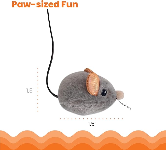 Catstages Squeak Squeak Mouse Cat Toy with Touch-Activated Sound & Catnip, Gray