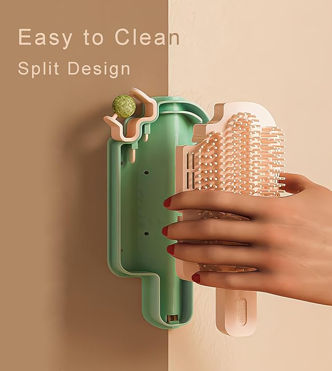 Catnip Toys for Indoor Cats 2 Pack, Stick on Wall Cat Brush with Catnip Ball Toys, 2 in 1 Massage & Self Groomer, Corner Brush