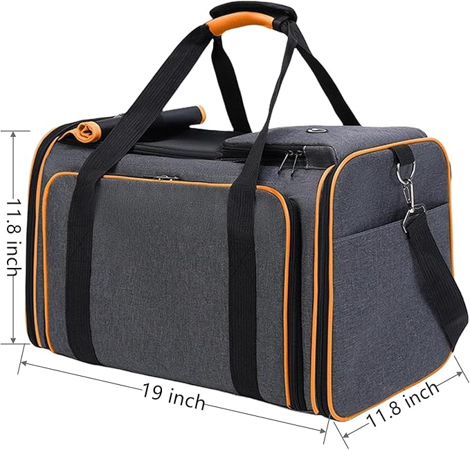 Cat, Dog Carrier for Pets Up to 20 Lbs,Sides Expandable Pet Carrier Bag Large Mesh Safe,Airline Approved Animal Carrier,Soft Sided Collapsible Pet Travel Carrier,Foldable Portable Pet Home (Orange)