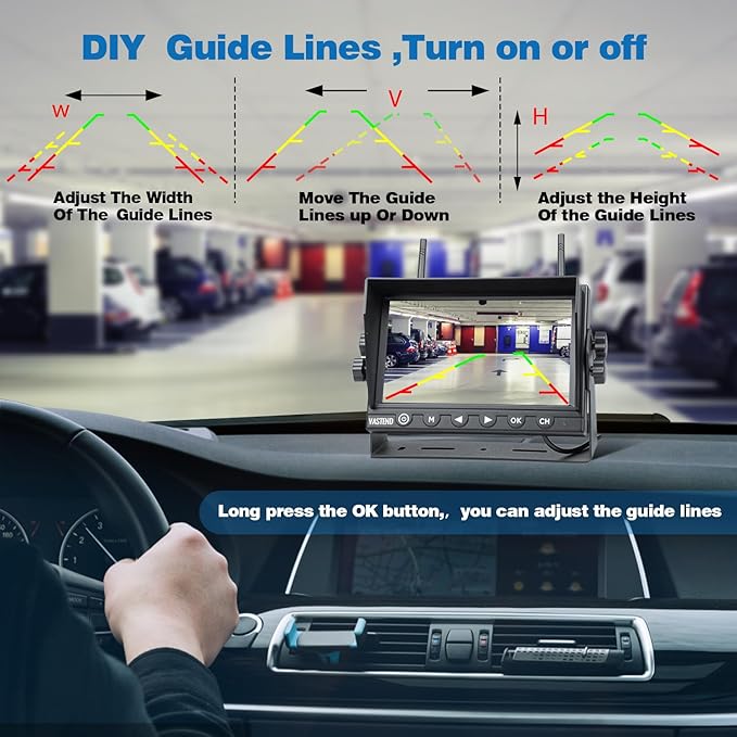 7 Inch RV Backup Camera Wireless, HD 1080P DVR Backup Camera High-Speed Rear View Observation System Stable Signals for RVs, Trucks, Trailers, IP69 Waterproof IR Night Vision