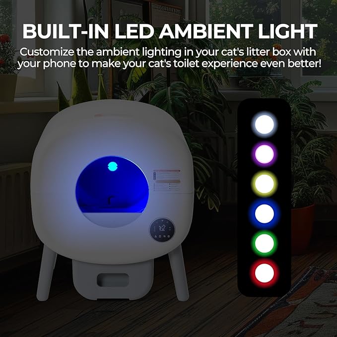 Automatic Cat Litter Box Self Cleaning for Multiple Cats – XL Smart Litter Box with App Control, Odor-Free Waste Disposal, Quiet Operation, Safety Sensors, Compatible with Clumping Litter