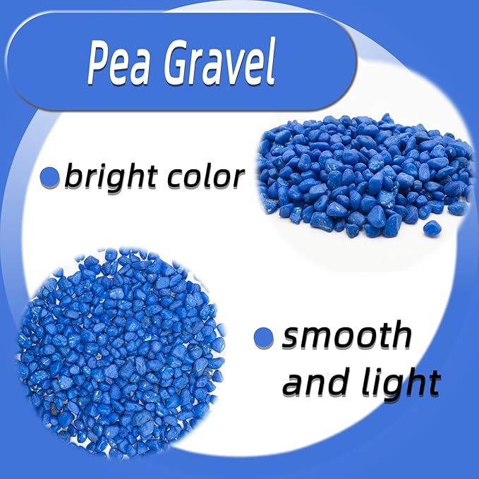 Blue Pebbles for Crafts, 0.9 Pound Natural Polished Aquarium Gravel, Decorative Pebbles for Indoor Plants, Turtle Tank, Vase, Succulents Cactus, Garden Landscaping